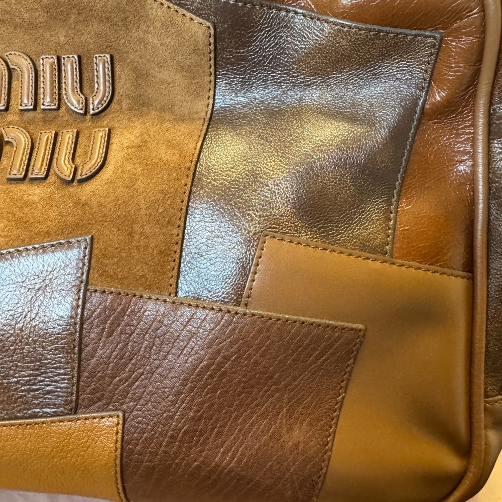 Miu Miu Brown Leather Patchwork Men's Bag - Picture 15 of 17